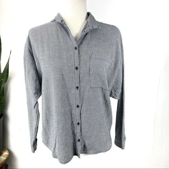 JOIE women’s x-Small XS Houndstooth Button down cotton shirt - Picture 12 of 12